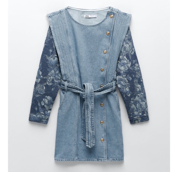 NWT ZARA Combination Denim Belted Mini Dress - Picture 5 of 11